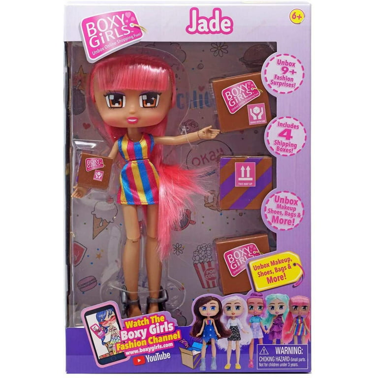 Boxy Girls - Pink Hair Jade Doll - Season (3) Fashion and Clothes Dolls -  (4) Unboxing Boxes Included with Surprise Clothes and Accessories Inside 