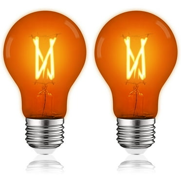 Luxrite A19 Edison LED Orange Light Bulb 4.5W=60W E26 Base Indoor Outdoor Decoration Party Holiday Lighting 2 Pack