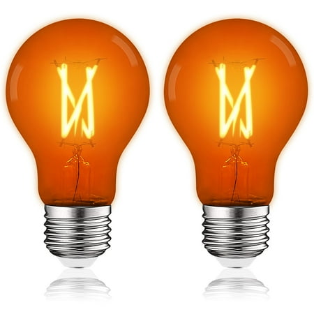 

Luxrite A19 Edison LED Orange Light Bulb 4.5W=60W E26 Base Indoor Outdoor Decoration Party Holiday Lighting 2 Pack