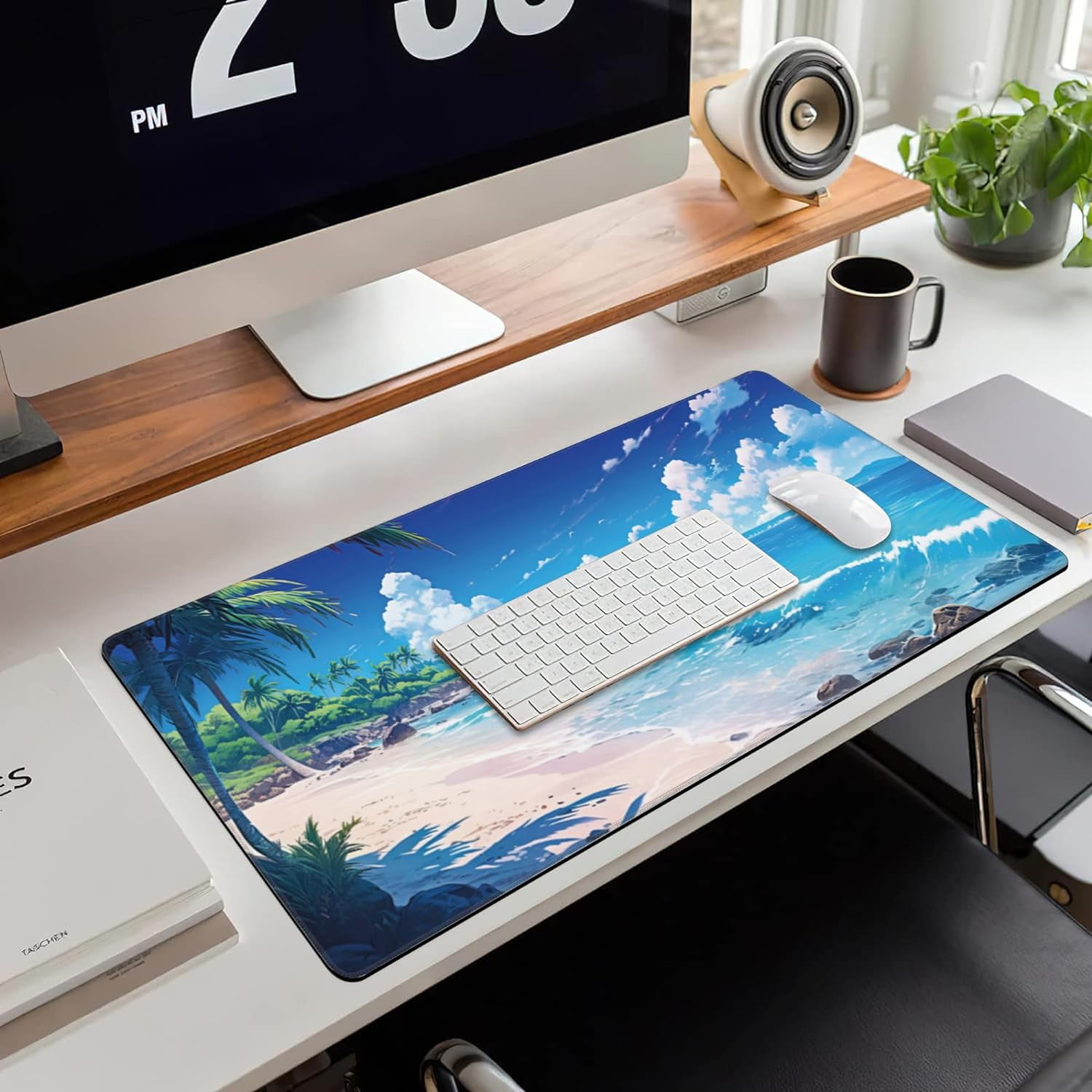 Extended Large Gaming Mouse Pad, Anime Cartoon Large Desk Mat for Desktop XXL, Non-Slip Rubber Base Stitched Edges Long Computer Keyboard Desk Pad Mouse Mat for Gaming Home Office 35.4"X15.7"