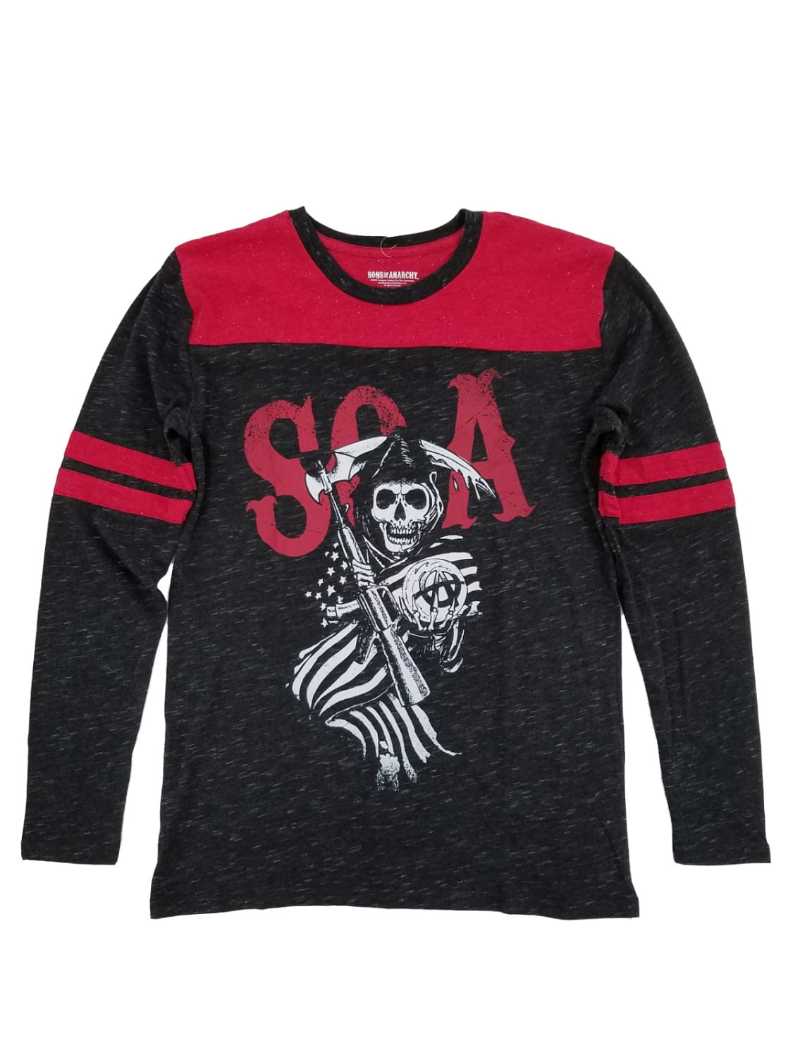 Sons of Anarchy Sons of Anarchy Mens Red & Black Long Sleeve Graphic TShirt