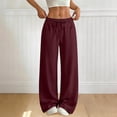 thumbnail image 2 of Zedker Women 100% Cotton Pants Wide Leg Casual Palazzo Pants Flowy Beach Summer Trousers Pants with Pockets Wine S, 2 of 10