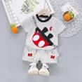 thumbnail image 3 of Traje de dos piezas de manga corta de verano para bebés de 1 a 3 años, Camiseta de algodón puro con estilo de dibujos animados, versión coreana, ropa para niños Tr, 3 of 5