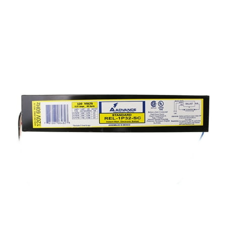 - Advance REL-1P32-SC Electronic Fluorescent Ballast, Instant Start, 1 Lamp, F32 T8, 32W, 120V