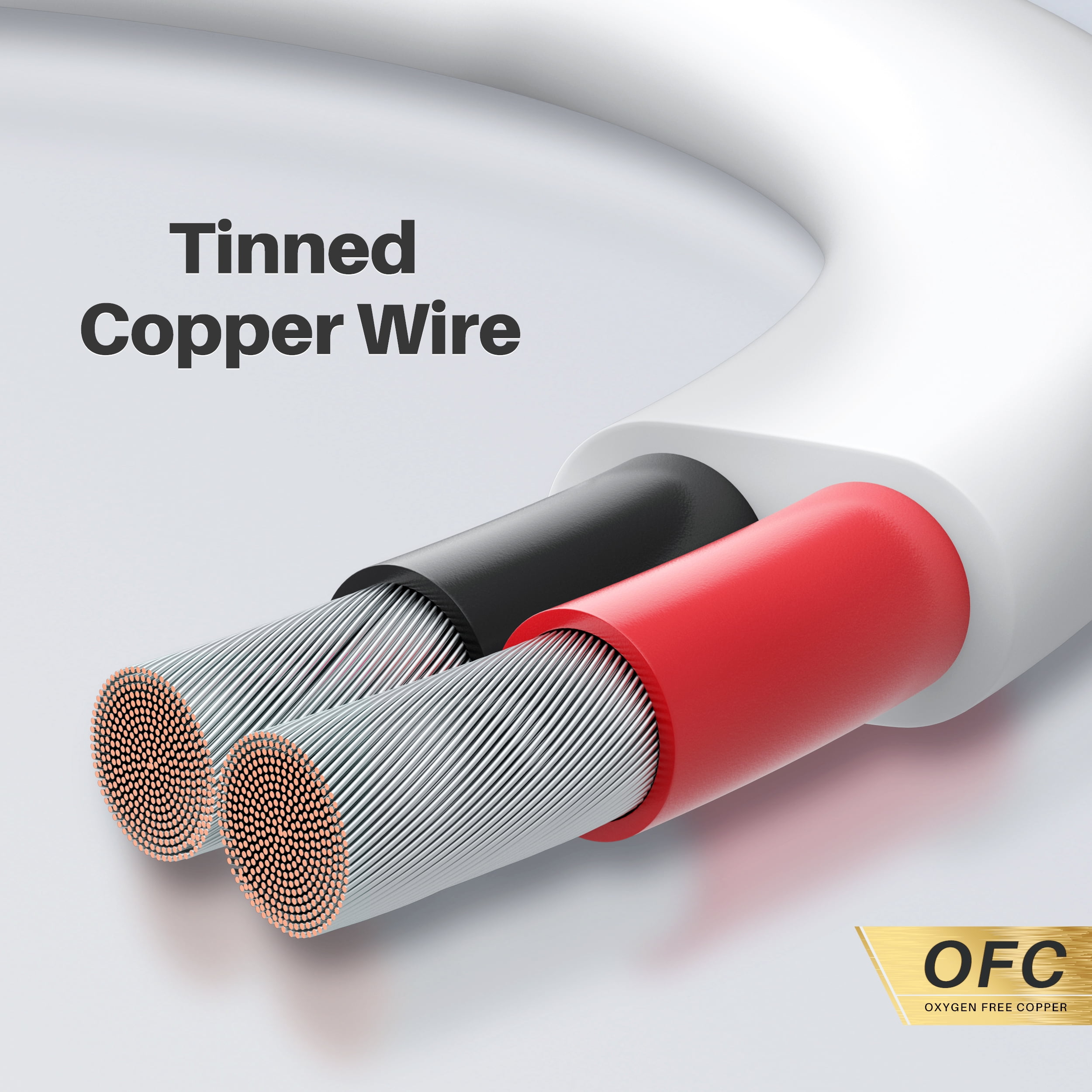 GearIT 12/2 Marine Wire (200 Feet) 12AWG Gauge - Tinned OFC Copper / Marine Grade Speaker Cable / Duplex / 2 Conductors - OFC Oxygen-Free Copper, White 200ft