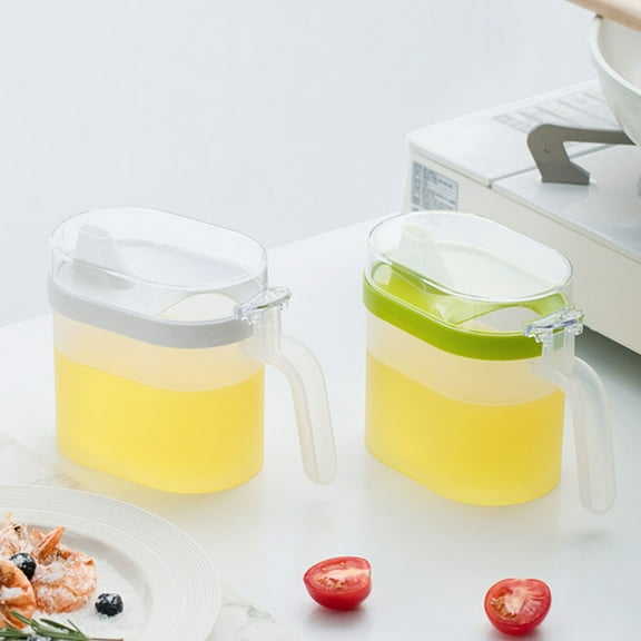 WHAMVOX White Plastic Oil Can Sauce Dispenser Bottle Kitchen Storage Tool for Cooking and Condiment Use