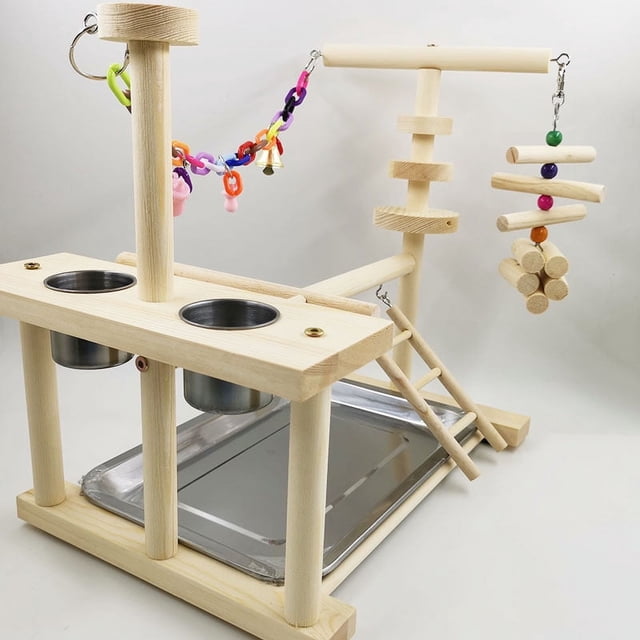 Parque infantil para loros, puesto de juegos para pájaros, puesto de juegos interactivo colorido para pájaros, juguete para pájaros impulsado por el rendimiento