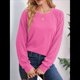 thumbnail image 4 of Sudaderas para Mujer, Suéteres de Cuello Redondo con Mangas de Punto , Moda 2025 Rosa Roja M, 4 of 8