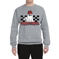 thumbnail image 2 of Wild Bobby Creep It Real Ghost Checker Background Halloween Red and Black Halloween Unisex Crewneck Sweatshirt, Heather Grey, Medium, 2 of 6