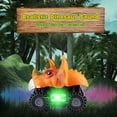 thumbnail image 2 of Vehículos de dinosaurios para niños, juguete eléctrico de dinosaurio con luz LED y sonido ajustable, Tyrannosaurus Rex Triceratops, juguete de dinosaurio giratorio automático (2 piezas), 2 of 5