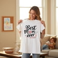 thumbnail image 3 of Women's Best Mom Ever Pink Heart T-Shirt 100% Cotton Short Sleeve, 3 of 11
