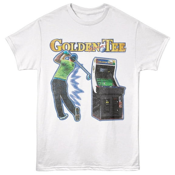 Golden Tee Arcade Golfer Men's T Shirt (White, AdultM)