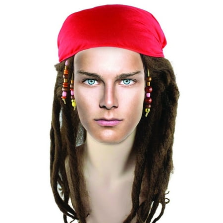 Mens Pirate Wigs Buccaneer Braided Captain Jack Hair Dreadlock Wig for Cosplay Costume Party