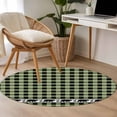 thumbnail image 5 of Sage Green Black Round Rug 3ft Area Rug Washable Soft Non-Slip 3' Circle Low Pile Rugs Farmhouse Vintage Bear Buffalo Plaid Carpet for Bedroom Living Room Entryway Home Office Dining Room, 5 of 9