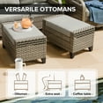 thumbnail image 5 of COOS BAY 2 PCS Brown Wicker Ottoman Outdoor PE Rattan Footrest with Removable Gray Cushions, 5 of 9