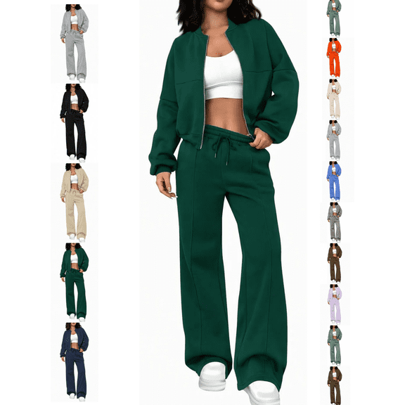 Gamivast Two Piece Sweatsuit for Women Full Zip Sweatshirt Top High Waisted Straight Leg Pants Set Casual Workout Lounge Outfits Fall Clothes