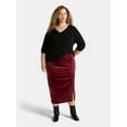 thumbnail image 2 of Terra & Sky Women's Plus Velvet Midi Skirt, Sizes 0X-5X, 2 of 6
