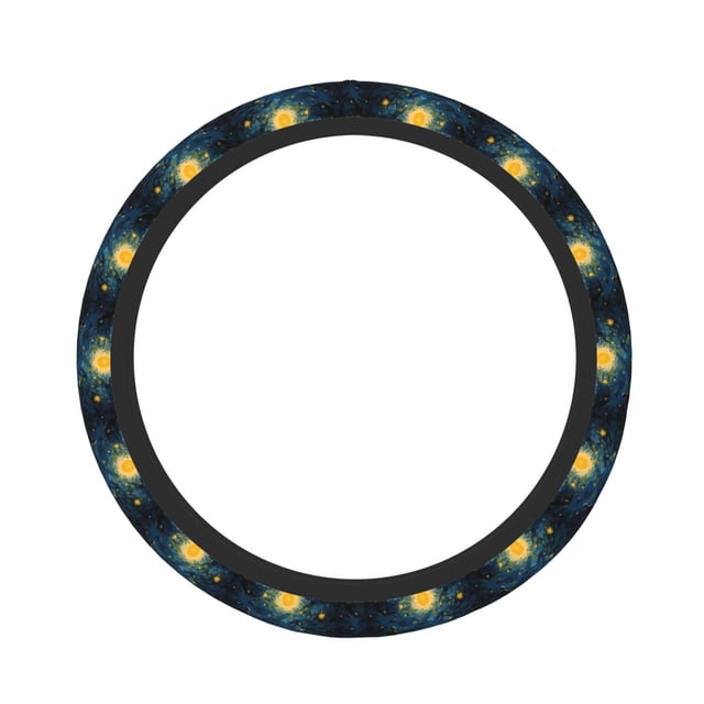 Fotbe Oil Starry Sky Sunflower Funda para Volante Universal de 15 pulgadas, Accesorios para Auto para Hombre y Mujer, Protector de Volante Cómodo para SUV y Sedán
