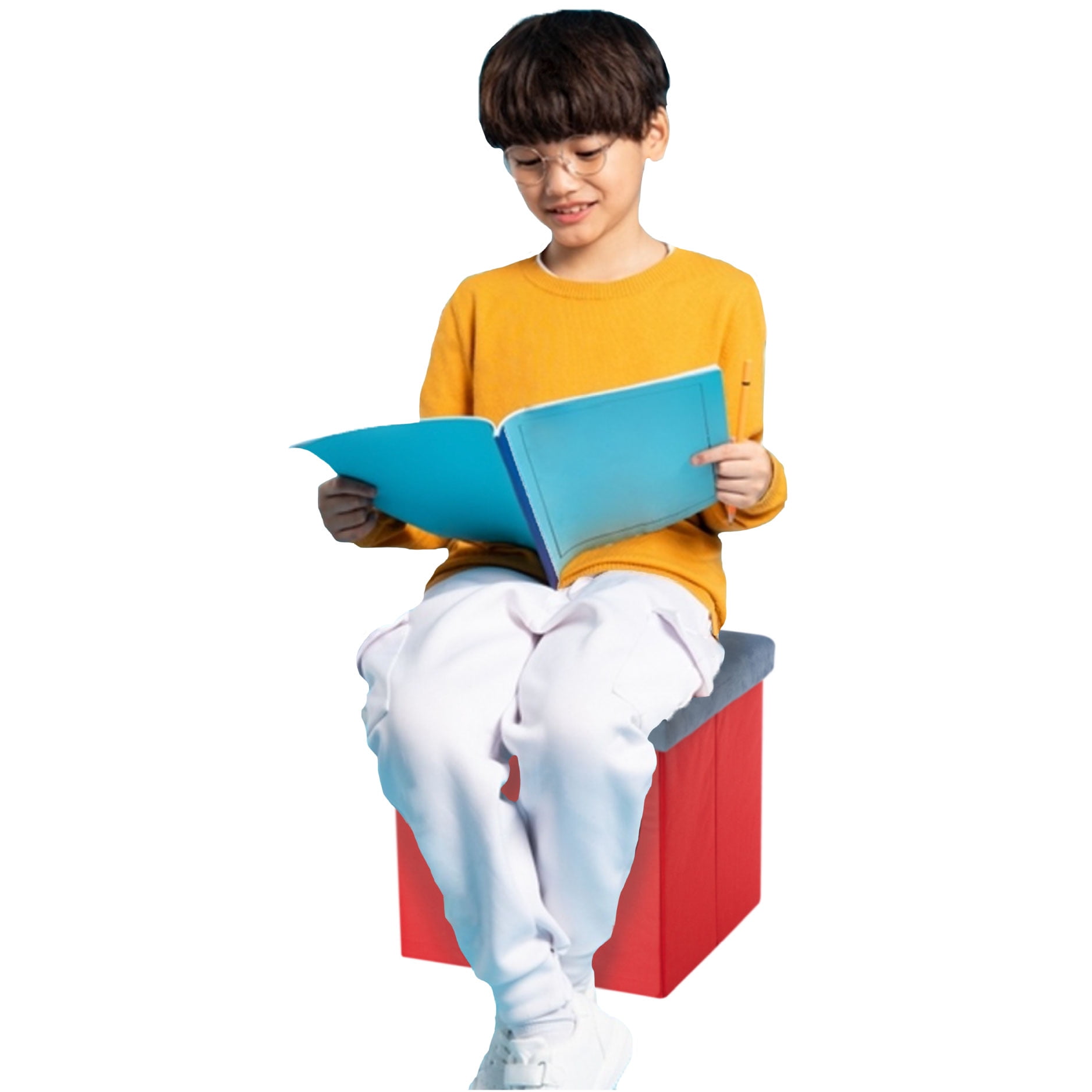 Marvel Spiderman Kids' Storage Ottoman, Red, 15" x 15" x 15"