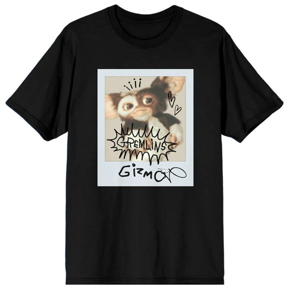 Gremlins Gizmo Photo With Sketch Art Juniors Black T-shirt -Medium