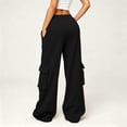 thumbnail image 4 of Evdexr Cargo Pants for Women Wide Leg Drawstring Baggy Sweatpants Summer Fall 2026 Travel Trousers Lightweight Straight Leg Solid Trendy Pant with Pockets L, 4 of 5