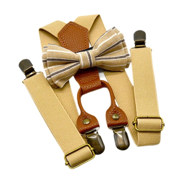 Accesorios de ropa con tirantes y pajarita para niños, tirantes de esmoquin para niños. Caqui