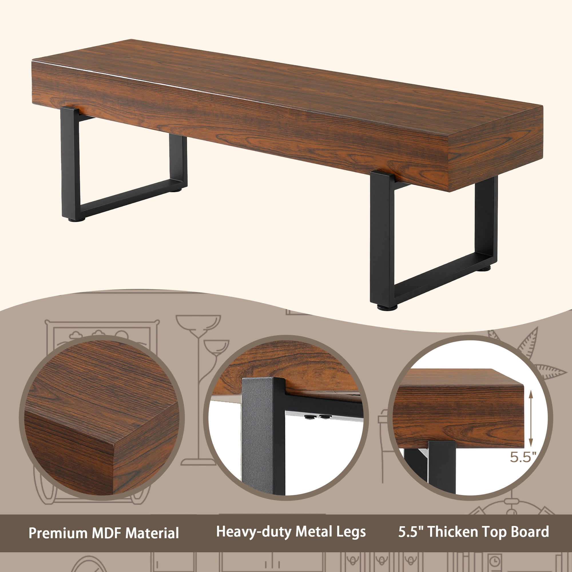 Euroco 59" Solid Wood Entryway Bench with Shoe Storage, Mid-Century Modern Shoe Bench,Hallway Foyer Seating Bench for Bedroom Living Room,Espresso