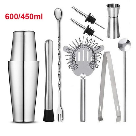 

Dechoicelife - Stainless Steel Cocktail Set 550ml/750ml Cocktail Shaker Set with Muddler Jigger Bar Spoon Ice Bucket Bartender Kit Bar Set