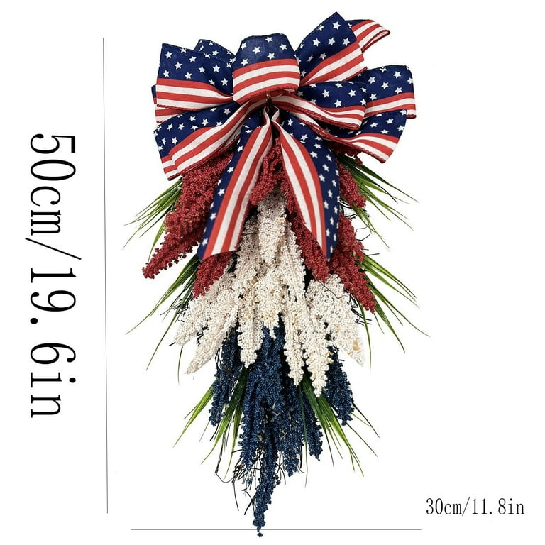 Pompotops 4th of July Wreath Independence Day Wreath, Cross-border Home  Decor, New Product, Red, White, Blue Ears, Upside Down Decoration, Building  Hanging Wreath, multicolor 