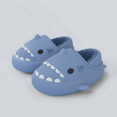 

PIKADINGNIS Kids Winter Plush Slippers Cartoon Shark Slippers Eva Waterproof Home Shoes Non-Slip Children funny shoes Indoor Outdoor Slides