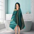 thumbnail image 6 of Teal Gold Marble Pattern Hooded Bath Towel，50"x30" for Ages 3 To 12 Kids, Quick Dry Lightweight Soft Microfiber Hood Beach Towel Cover Up for Kids, 6 of 7