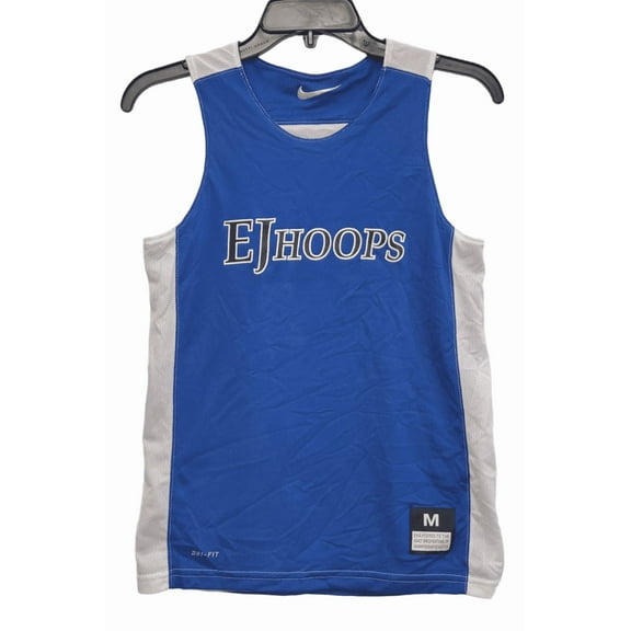 Nike Youth EJ Hoops Round Neck Sleeveless Basketball Jersey, Blue, M