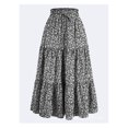 thumbnail image 2 of Abomasnow Boho Floral Maxi Skirt for Women Summer Comfy Tiered Elastic High Waisted Skirts Vacation A-Line Flowy Swing Long Skirts, 2 of 4