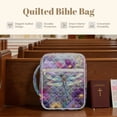 thumbnail image 6 of Xoenoiee Dragonfly Flower Pattern Bible Cover Case for Women Men Large Bible Cover Bag Bible Study Supplies Accessories with Handle Quilted Bible Carrying Case Christian Gifts, 6 of 7