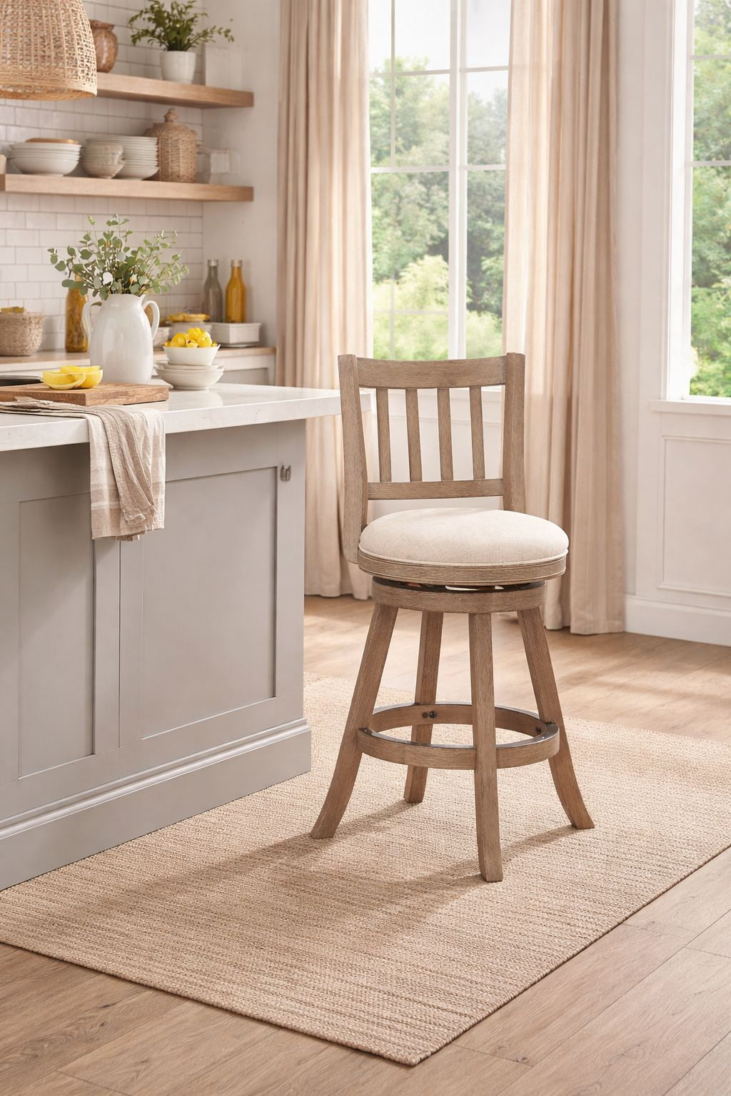 Sheldon Swivel Counter Stool - Ivory