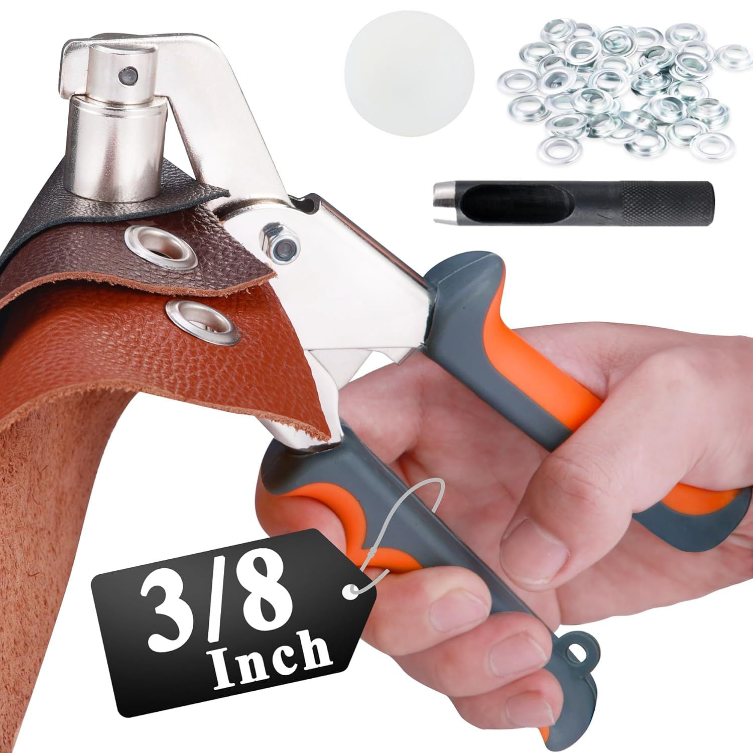 Heavy Duty Grommet Tool Kit, 500 pcs 10mm Grommets, Eyelet Tool, Press for Tarp, Grommet Kit, Fabric, Banner, Canvas, Leather, Tents, Vinyl