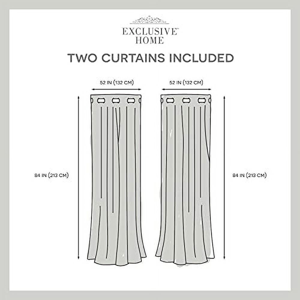 Exclusive Home Sateen Rugby Striped Kids Twill Woven Room Darkening Blackout Grommet Top Curtain Panel Pair, 52"x84", Taupe