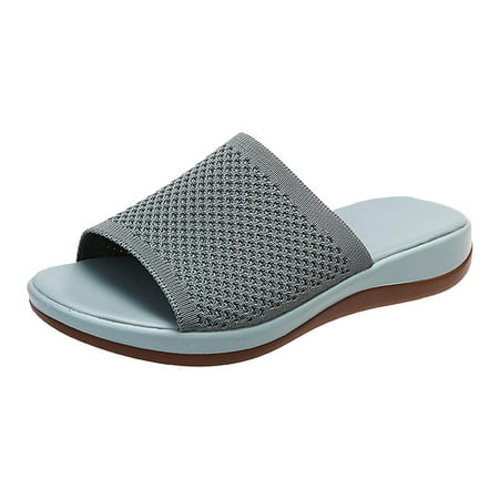 

Womens Slippers Women s Slippers Women s Slippers New Women s Shoes Casual Fly Woven Upper Soft Polyurethane Lightweight Thick-soled Slippers Women
