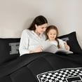thumbnail image 5 of Feelyou Checkered Monogrammed F Queen Comforter Set, Cartoon Buffalo Geometric Bedding Sets, Teens Boys Girls Kids Reversible Bedding Comforter Set, Super Cozy Room Decor, 3 Pieces, 5 of 8