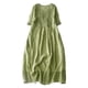 thumbnail image 1 of Vestido plisado con cuello en V para mujer: color liso, manga corta, informal, tallas M-XXL, para el día a día o para fiestas., 1 of 4