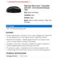 thumbnail image 2 of Right Door Mirror Cover - Compatible with 2007 - 2013 Chevy Silverado 1500 2008 2009 2010 2011 2012, 2 of 2