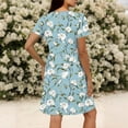 thumbnail image 5 of Edvintorg Beach Clothes for Women Floral Printed V Neck Short Sleeve Casual Summer Dress Womens Sundress Light Blue L, 5 of 7