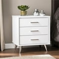 thumbnail image 2 of SEI Furniture Table de Chevet 3 Tiroirs en Blanc et Chrome, 2 of 13