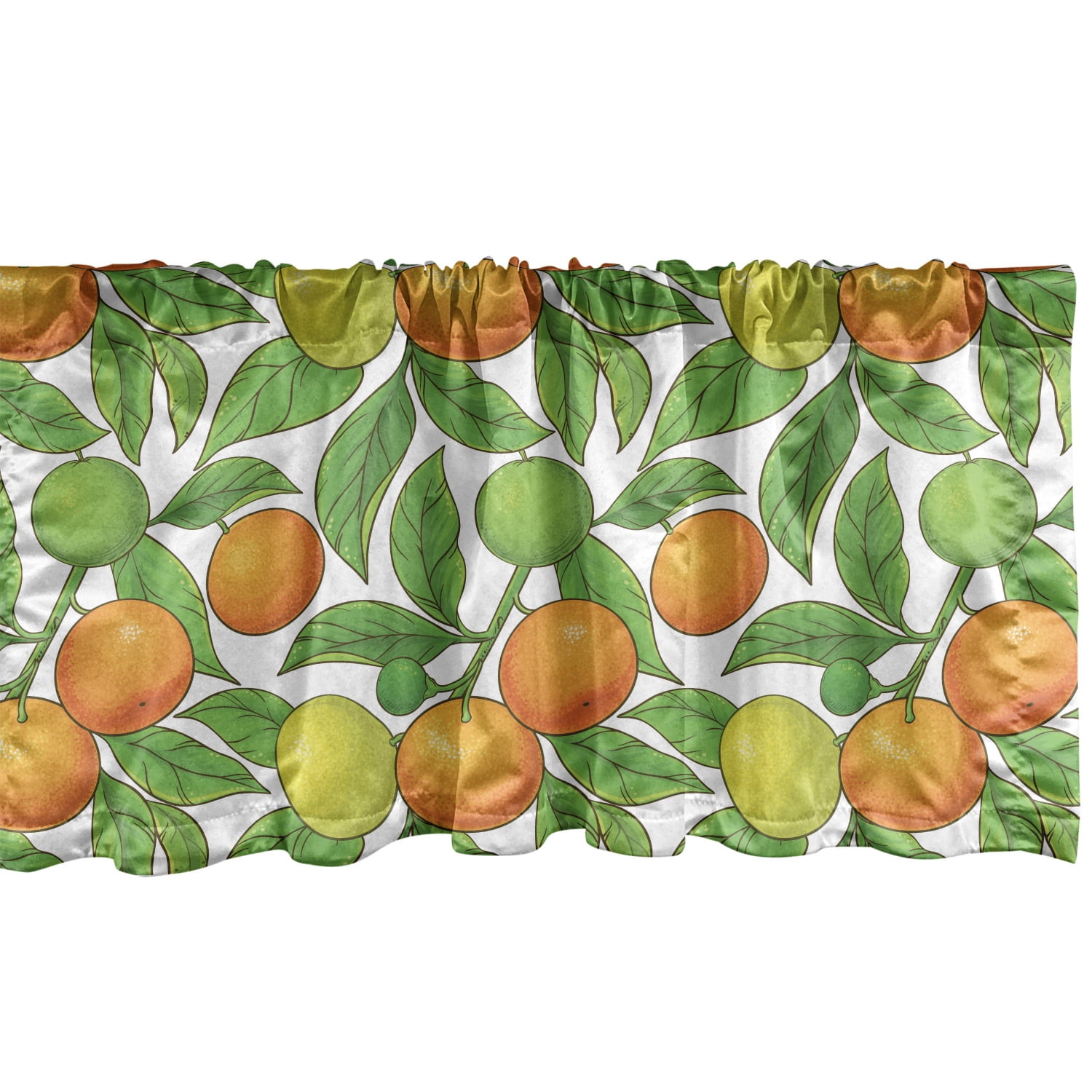 Fruits Window Valance Pack of 2, Summer Season Vitamin Mandarin on Tree
