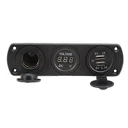 M Buder 3 in 1 Charger Socket Panel Dual USB Outlet Cigarette Lighter Socket LED Digital Voltmeter 12-24V 2.1A Universal Power Adapter for Car Truck Marine RV Boat Motorcycle Yacht