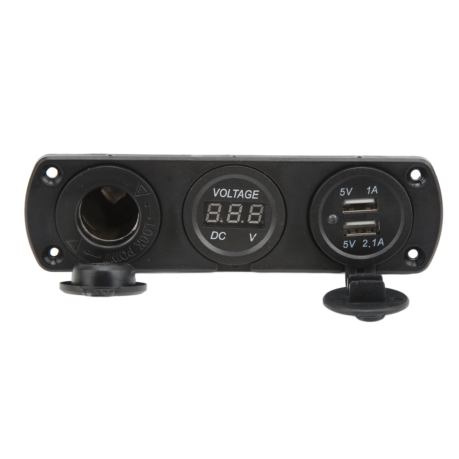 M Buder 3 in 1 Charger Socket Panel Dual USB Outlet Cigarette Lighter Socket LED Digital Voltmeter 12-24V 2.1A Universal Power Adapter for Car Truck Marine RV Boat Motorcycle Yacht