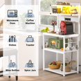 thumbnail image 6 of Bakers Rack with Power Outlet, Microwave Stand, 5 Tiers Coffee Bar Station with Led Lights, Kitchen Storage Shelf with 6 S-Shaped Hooks, Kitchen Rack for Spices, Pots and Pans, White, 6 of 14