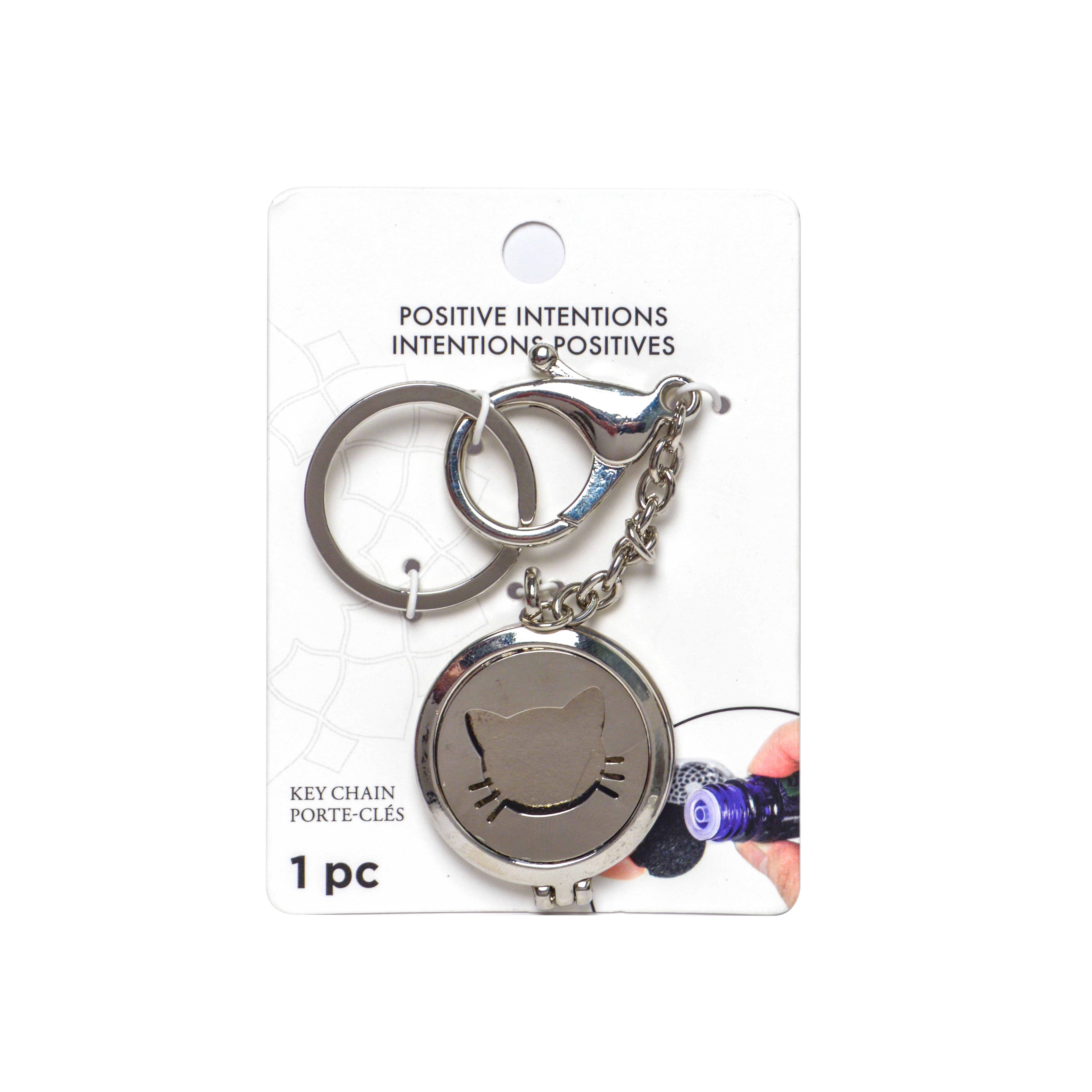 Silver Cat Diffuser Key Chain By Bead 
