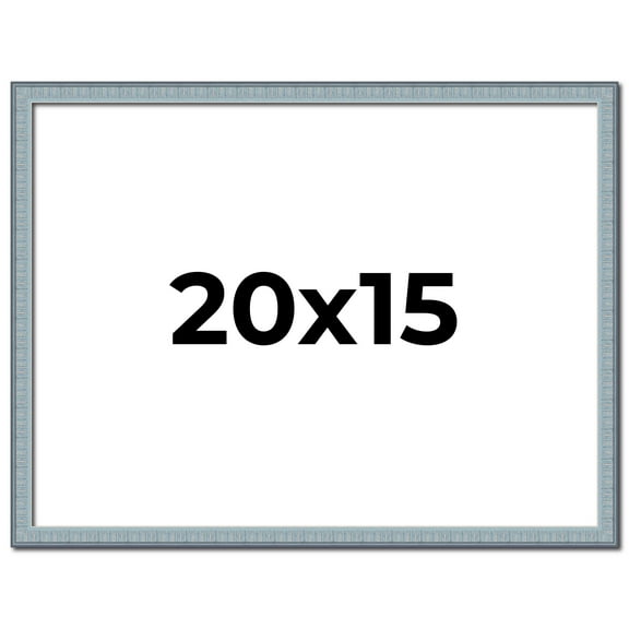 20x15 Frame Blue Scuffed Farm Board Solid Wood Picture Frame Width 0.75 Inches | Interior Depth 0.5