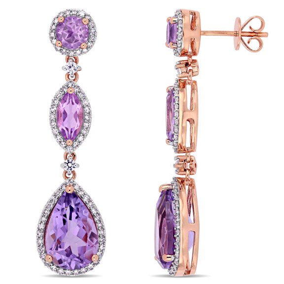 Everly Women's Amethyst 14k Rose Gold Earrings